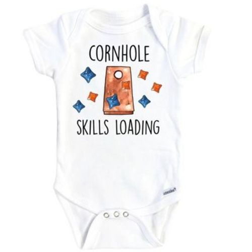 Cornhole Skills Onesie® Baby Boy Girl Clothes Infant Bodysuit Funny Cute Newborn Gs1 White 12m Onesie®