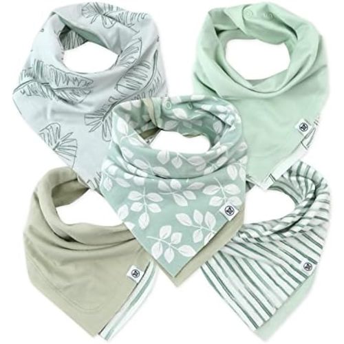 HonestBaby Multipack Reversible Bandana Drool Bibs Burpcloths Adjustable Snaps for Infant Baby Boys,Girls 100% Organic Cotton