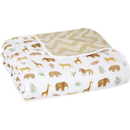 aden + anais Essentials Dream Blanket, Muslin Baby Blankets for Girls & Boys, Ideal Lightweight Newborn Nursery & Crib Blanket, Tanzania