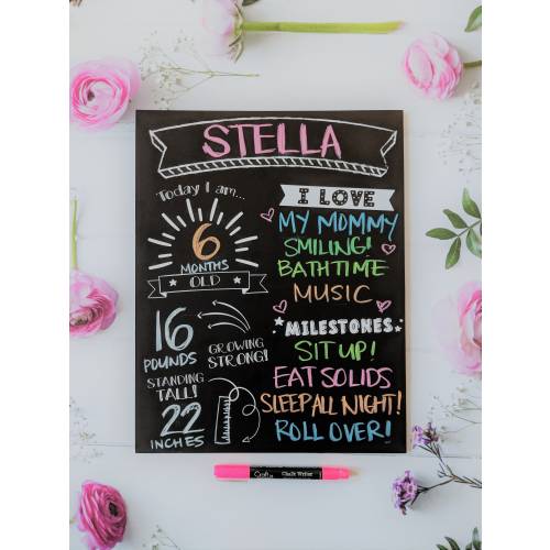Monthly BABY stat reusable sign, milestone birthday sign, 1st birthday chalkboard sign, newborn stats, baby chalkboard, baby sign, birthday