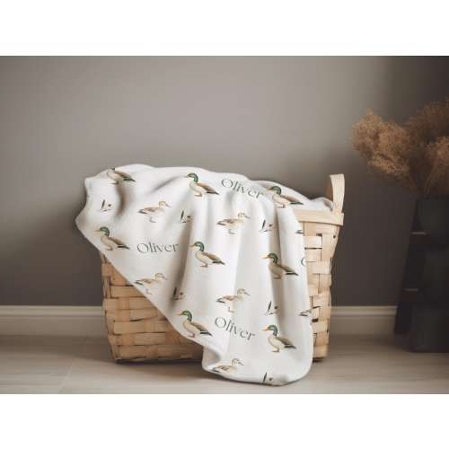 Personalized Mallard Duck Baby Blanket Gift Idea For Baby Shower Duck Hunting Nursery Decor Custom Blanket Duck Theme Blanket With Name