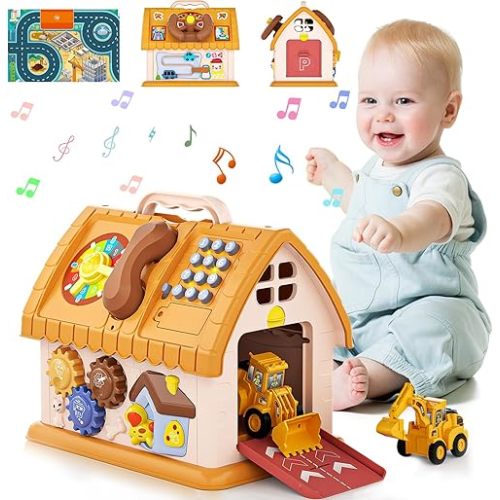 Toys for 1-2 Year Old Gifts, Montessori Toddlers Toys with Sound & Lights, 8 in 1 Multi-Functional House Toy for Boys Girls, Early Educational Learning Toy for First Birthday