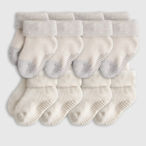 Organic Gripper Fold Over Socks 8-Pack - Baby Boy