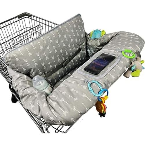 ICOPUCA Shopping Cart Cover for Baby boy Girl, Anti Slip Design, Cotton High Chair Cover, Machine Washable for Infant, Toddler, Grocery Cover (Grey)