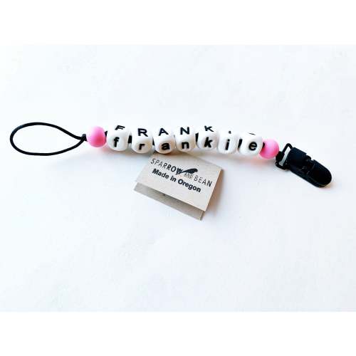 Personalized name pacifier clip