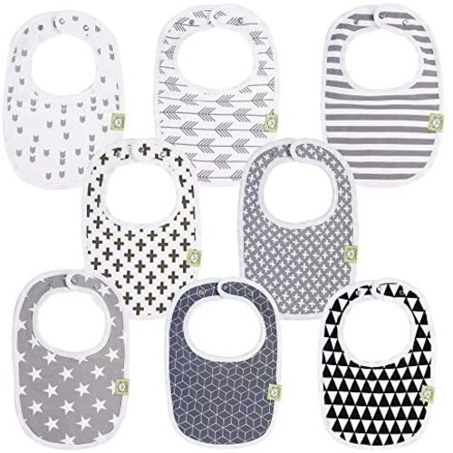 KeaBabies Organic Baby Bibs for Girls & Boys - Teething Baby Bibs for Boy, Girl - Newborn Bibs for Baby Girl, Boy - Machine Washable Baby Boy Bibs & Girl Bibs - 0-24 Months Infant Bibs (Grayscale)
