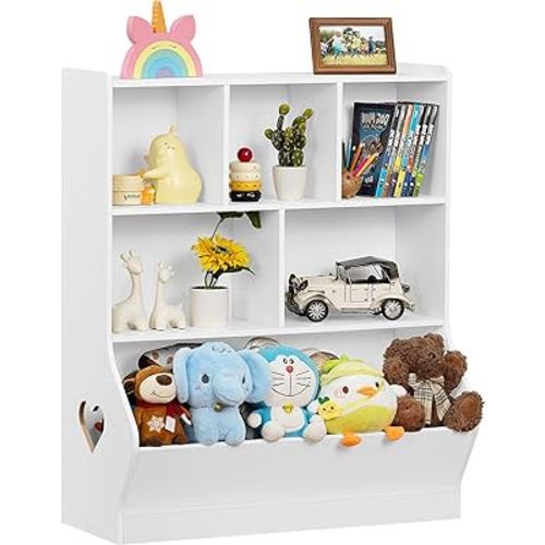 Lerliuo Kids Toy Storage Organizer, 3 Tier Children Small Bookcase and Bookshelf, Toddler 7 Cubby Toy Storage Cabinet, Toy Shelf for Playroom, Bedroom, Living Room, Nursery, School 29.53'' H (White)