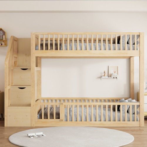 NFusion Sunbury Low Floor Bunk Bed with Ladder & Storage | Wayfair