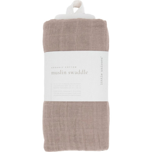 Organic Cotton Muslin Swaddle Blanket, Driftwood - Little Unicorn | Maisonette