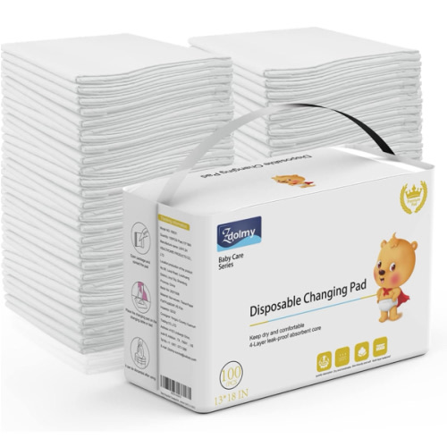 Disposable Changing Pad Liners (100 Pack) Super Soft, Disposable Changing Pads, Ultra Absorbent & Waterproof - Covers Any Surface for Mess Free Baby Diaper Changes (White)