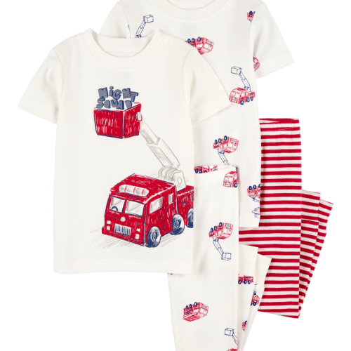 White/Red Baby 4-Piece Fire Truck Cotton Pyjamas | Carter’s Oshkosh Canada
