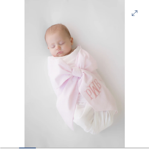 Bow Swaddle ® - Pink Savannah Seersucker