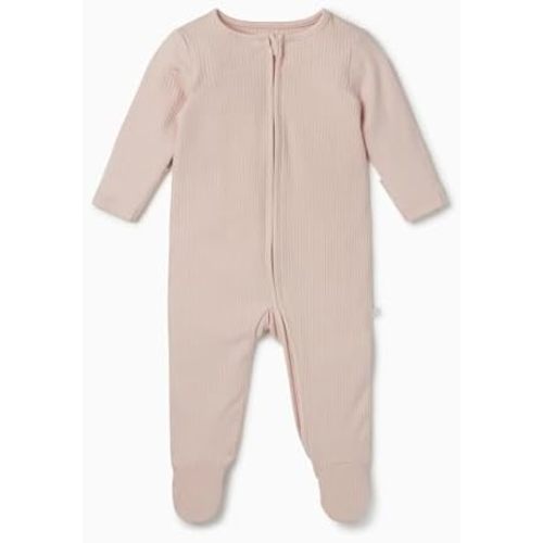 MORI Baby Unisex Ribbed Pajamas with Zip and Mitts of Viscose from Bamboo and Cotton - Jumpsuit Sleepwear for Boys and Girls