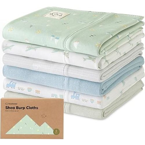 Organic Burp Cloths Baby Girl, Boy - 6-Pack Large Baby Burp Cloths, Super Absorbent Burping Cloths for Babies, Soft & Plush Cotton Burp Cloth, Spit Up Burp Rags, Newborn Burp Clothes (Vessels)