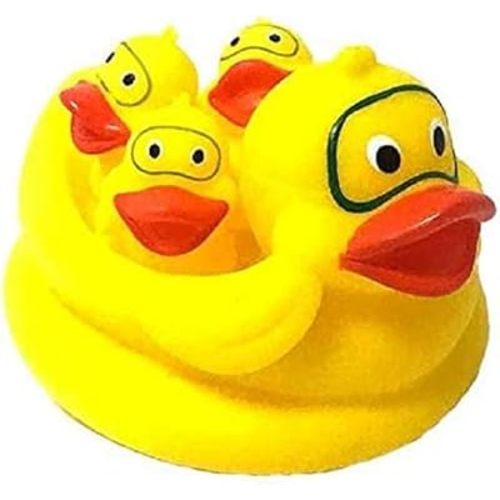 Playmaker Toys Rubber Diving Duck Family Set of 4 Baby Bath Toys