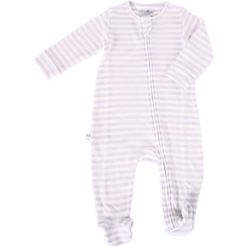 Woolino Toddler Footie Sleeper, Merino Wool Baby Pajamas, One-Piece Sleeper Jumpsuit, Front Zip Footie Romper for Unisex - 3-6 Months - Lilac