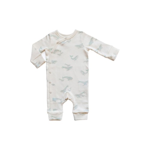 Follow Me Whale Print Organic Cotton Romper, 3-6M