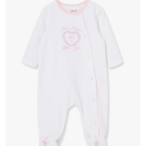 Little Me Clothes for Baby Girls' 100% Cotton Scratch-Free Tag Footie Sleeper, Preemie to 9 Months