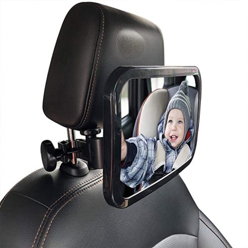 Baby Car Mirror Safety Car Seat Mirror for Rear Facing Infant with Wide Crystal Clear View Shatterproof Fully Assembled Newborn Safety with Secure Headrest Clamp Holder