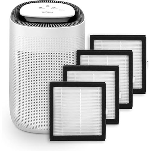 Tenergy Sorbi Dehumidifier w/Air Purifying Function and 3-Pack Replacement H13 Medical Grade Hepa Filter, Ultra-Quiet, Adjustable Air Speeds, and Touch Control