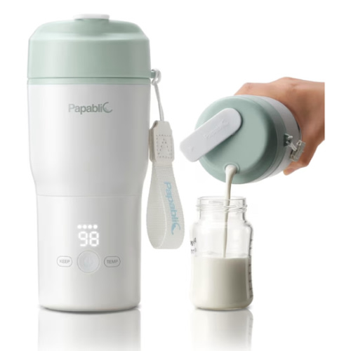 Papablic Portable Bottle Warmer for Home & Travel — 85W Fast Heating Baby Bottle Warmer on The Go, 4 Temp Settings, 3-Inch Wide Mouth, Fits Car Cup Holder