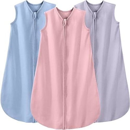 Yoofoss Baby Sleep Sack 0-6 Months Wearable Blanket for Babies 100% Cotton 2-Way Zipper TOG 0.5 Toddler Sleeping Sack 3 Pack, Comfy Soft Lightweight