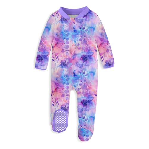 uideazone Baby Girls Footed Pajamas Zip-Front One-Piece Sleeper Non-Slip Footie Cute Pattern Jumpsuit PJs 0-12 Month