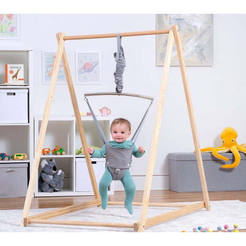 Avenlur Tulip Baby Bouncer - Foldable Baby Jumper with Stand - Self Standing Baby Bouncer and Swing Set for Children 6 Months to 3 Years - Baby Bouncer Seat (Gray)