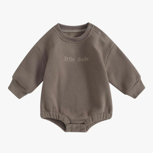 VISGOGO Newborn Infant Baby Boy Girls Oversized Romper Little Dude Sweater Onesie Coming Home Outfit Neutral Clothes