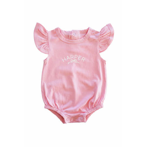 Personalized Ruffle Sleeve Bubble Romper | Pretty in Pink