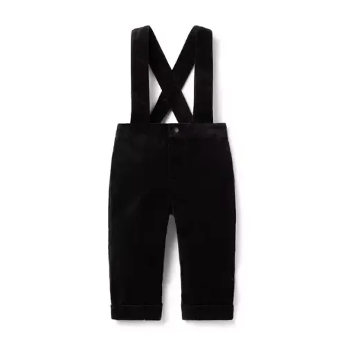 Newborn JJ Black Baby Velvet Suspender Pant by Janie and Jack