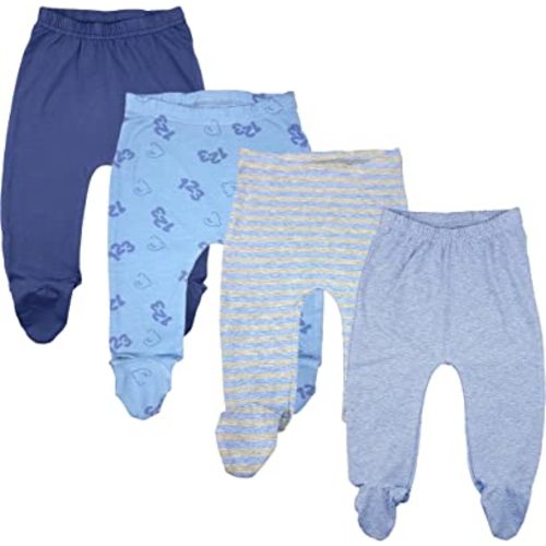 123 Bear Baby Soft Cotton Spandex Pants with Feet 3-6 months