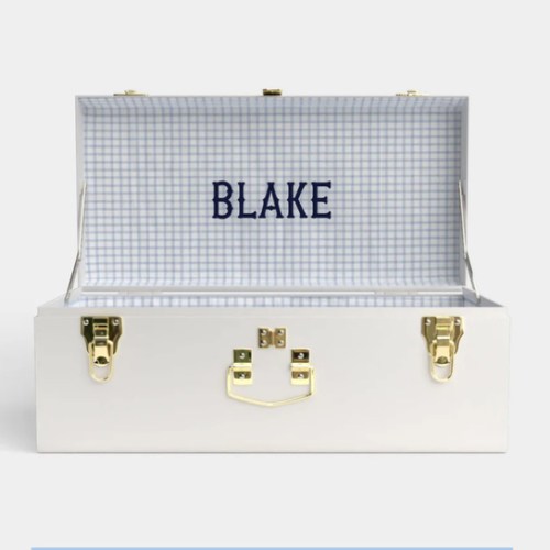 Petite Trunk - White - Picnic in Blue / Embroidery