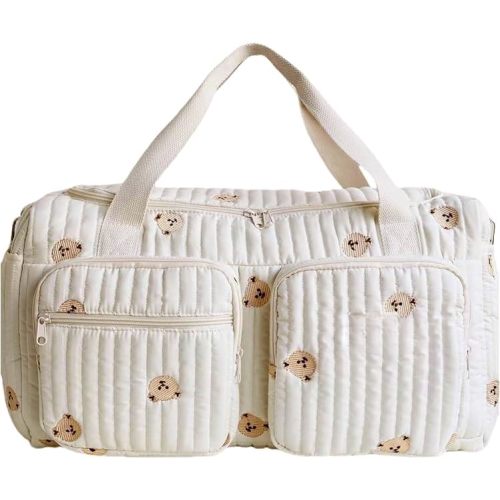 Cute Diaper Bag Tote Quilted Duffle Bag Large Diaper Bag Soft Mommy Hospital Maternity Bag Nappy Storage