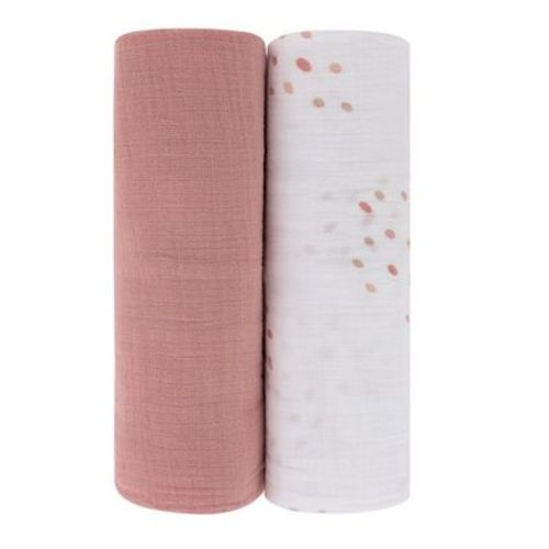 Ely's & Co. Cotton Muslin Swaddle Blanket Sage Pear and Solid Sage 2 Pack