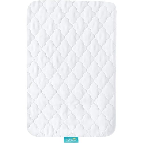 Mini Crib Mattress Protector Waterproof Mini Crib Sheets Fitted 38'' x 24'' Skin Friendly & Breathable Portable/Mini-Crib Sheet for Baby Boys and Girl, Machine Wash (Quilted Improved Thickness) - White - Mini Crib (Pack of 1)
