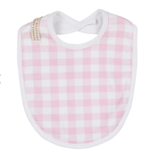 Burp Me Bib - Palm Beach Pink Gingham with Worth Avenue White