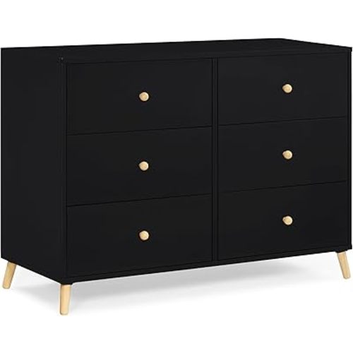 Delta Children Essex 6 Drawer Dresser, Black/Natural