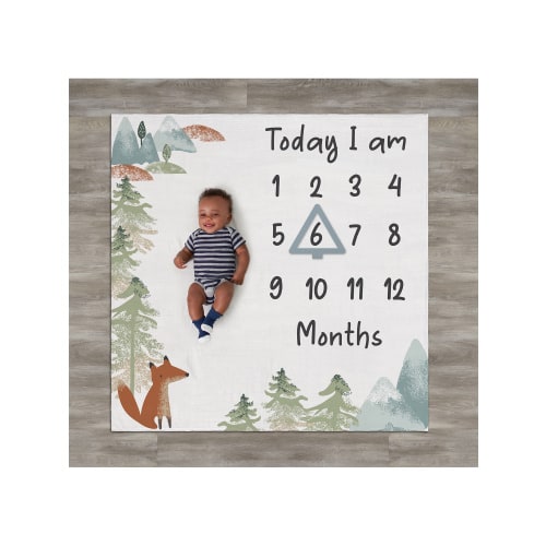 Modern Moments By Gerber Baby Boy Milestone Blanket & Frame Set, 2-Piece, Blue