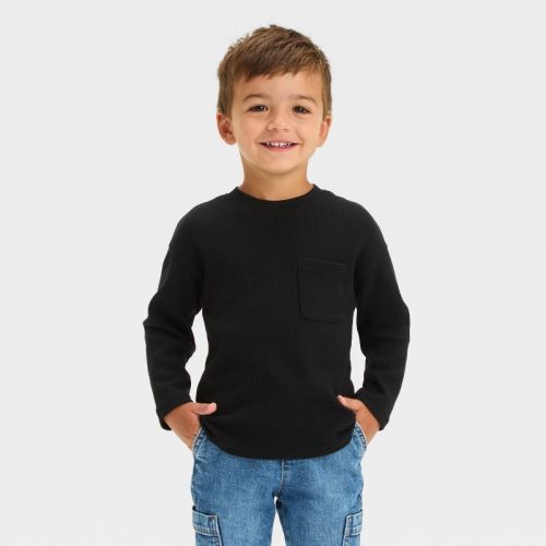 Toddler Boys' Long Sleeve Thermal Shirt - Cat & Jack™ Brown 4t