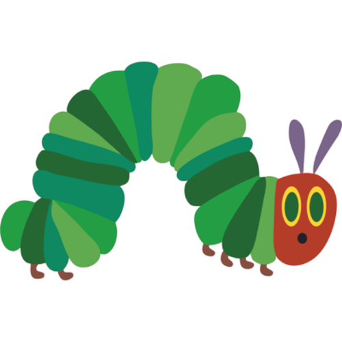 Very Hungry Caterpillar Artwork Design for Nursery Vinyl Wall Decal - Cute Colorful Drawing of a Green Bug Art for Kid's Bedroom Wall Decoration - 36" x 21"