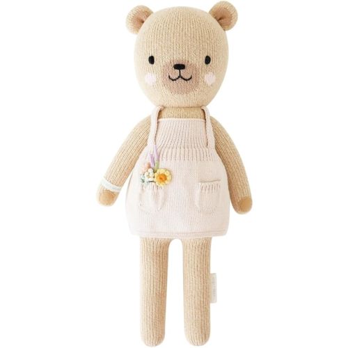 Goldie the Honey Bear Little 13" Hand-knit Doll – 1 Doll = 10 Meals, Fair Trade, Heirloom Quality, Handcrafted in Peru, 100% Cotton Yarn