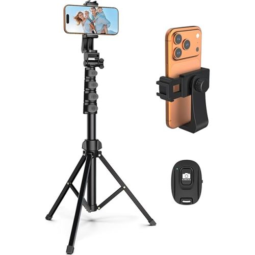 Liphisy 64” Tripod for Cell Phone & Camera with Remote and Phone Holder