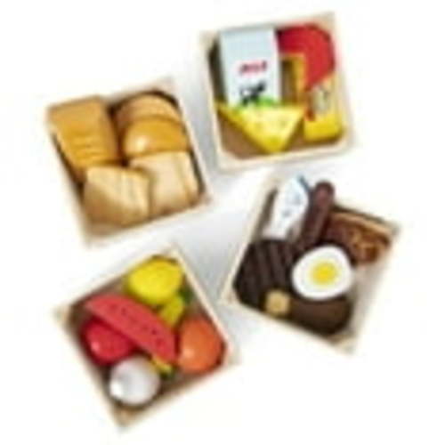 Melissa & Doug Wooden Play Food Set - 21 Food Items and 4 Crates for Healthy Pretend Play