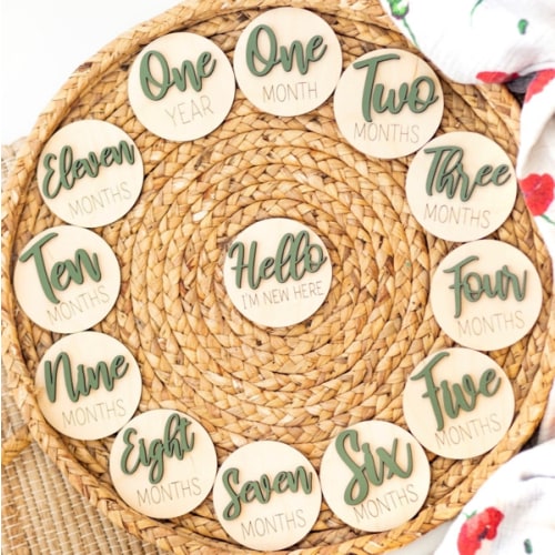 Wooden Monthly Milestone Baby Disc  Baby Milestone Cards  - Etsy