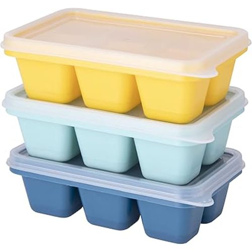 3 Packs Mini Ice Cube Tray, Easy-Release Silicone Ice Moulds with Removeable Lids, Perfect for Drinks, Freezer, Baby Food, Whiskey and Cocktail, LFGB Certified and BPA Free