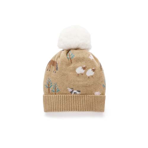 Brown Farm Jacquard Beanie - Baby Accessories - Purebaby - Purebaby