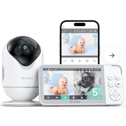 Dr.Care VistaView Smart WiFi Baby Monitor, 5” 1080P Split Screen & 2K