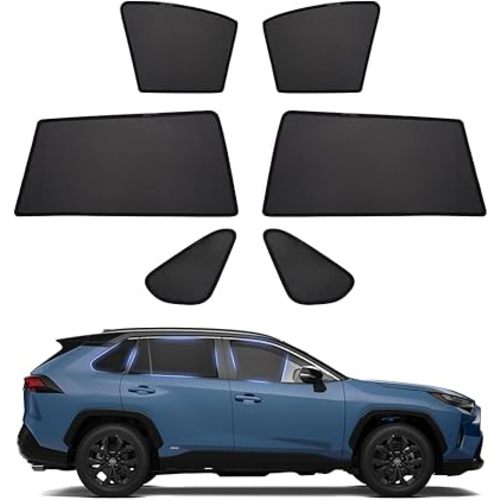 Powerty Compatible with Side Sun Shade Toyota RAV4 2013-2018 Shading Net UV Rays Protection Window Shade 6pcs/Set