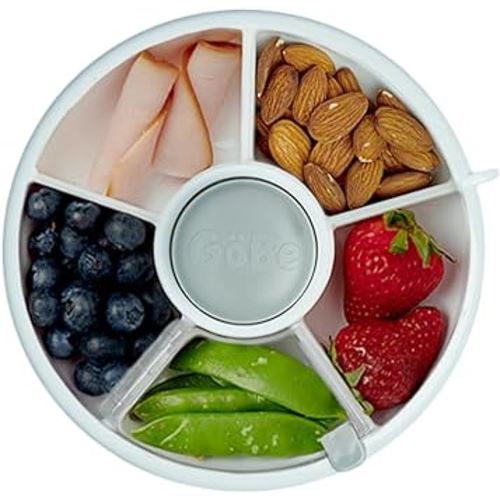GoBe Kids Original Snack Spinner Bundle with Hand Strap and Sticker Sheet - Reusable Snack Container with 5 Compartment Dispenser and Lid | BPA and PVC Free | Dishwasher Safe | No Spill, Leakproof